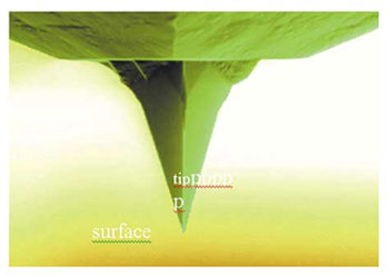 An atomic force microscope (AFM) tip made of Si
