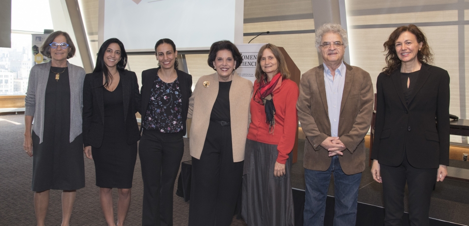 L to R: Prof. Goldfarb; postdoctoral fellows Drs. Shiri Gur-Cohen and Anat Biran; Ellen Merlo; Prof. Neeman; Prof. Dudai; and Prof. Alberini. 