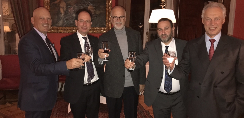 Pictured from left to right:  Mr. Jean- Marc Brunschwig, Mr. Eric Stupp, Prof. David Harel, Mr. Zohar Menshes, Mr. Alex Dembitz 