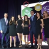 (L-R) American Committee CEO Marshall S. Levin; Lexi, Ashley, Emily, Jeffrey, and Lisa Aronin; and Ilyce Glink.