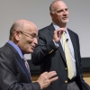 (L-R) Prof. Avigdor Scherz, incumbent of the Yadelle and Robert N. Sklare Professorial Chair in Biochemistry, Department of Plant and Environmental Sciences, Weizmann Institute; and Jonathan A. Coleman, MD, Associate Professor and Urologic Surgeon, Memorial Sloan Kettering Cancer Center. (Credit: Richard DeWitt)