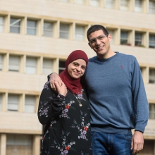 Eman Khatib-Massalha and her husband Dr. Hassan Massalha. “The things you get at Weizmann, you will not get anywhere else in Israel,” says Eman.