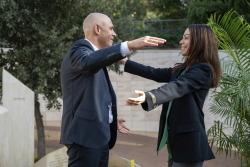 Celebrating Giving:  Marking new inscriptions on the International Plaza Donor Wall