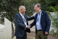 Celebrating Giving:  Marking new inscriptions on the International Plaza Donor Wall