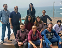 The team by the pool-side