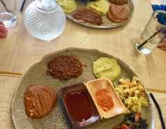 Celebrating in an Ethiopian restaurant